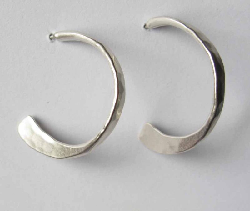 Forged Hoop Earrings in Sterling or Bronze